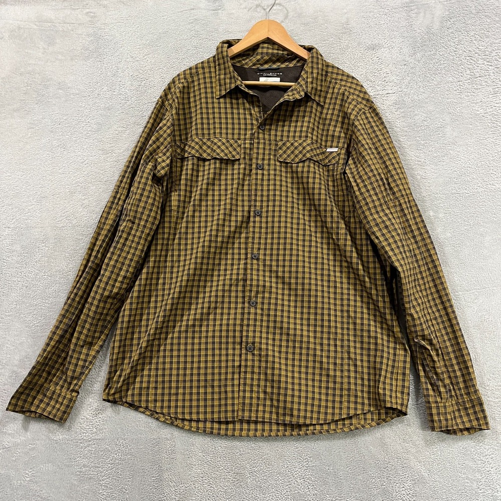 Columbia Shirt Men XL Plaid Long Sleeve Omni-Shade Button Front Outdoor Western